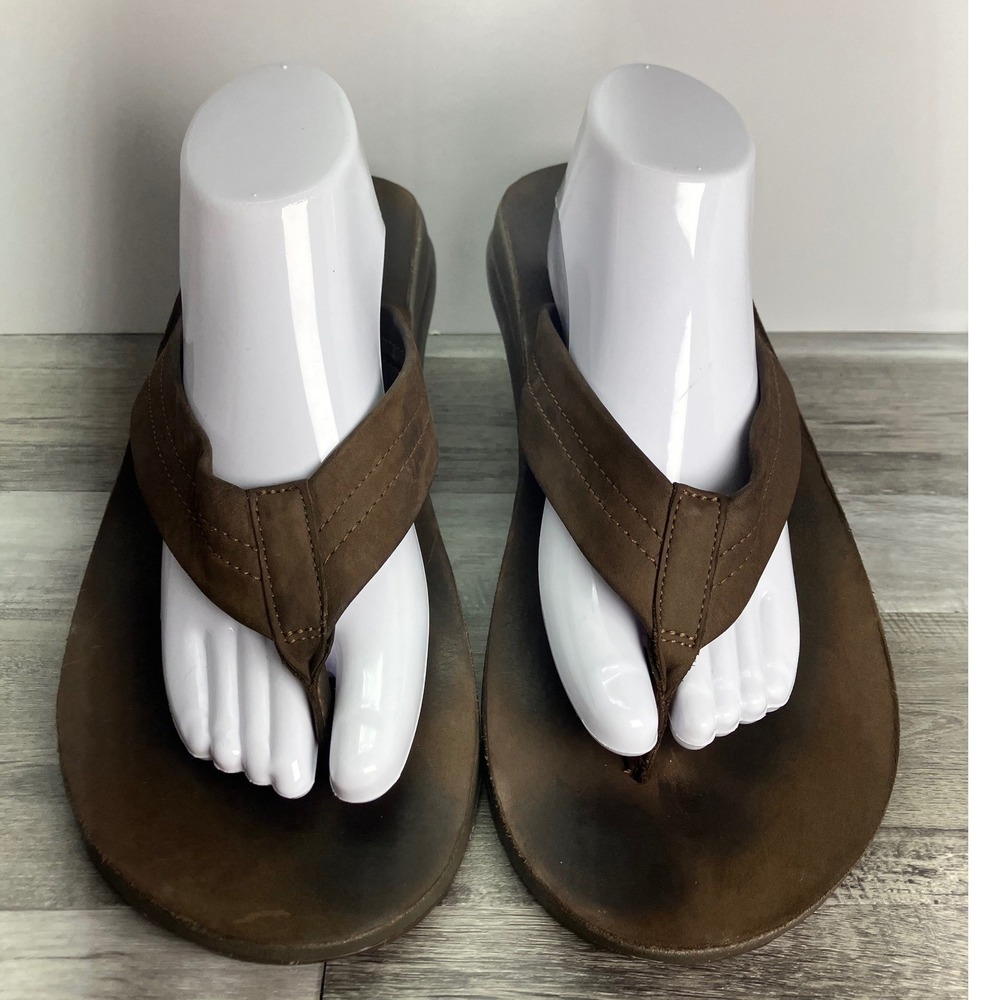 Chaco Mens Leather Flip EcoTread Sandals Chocolate Brown J100395 Size 13